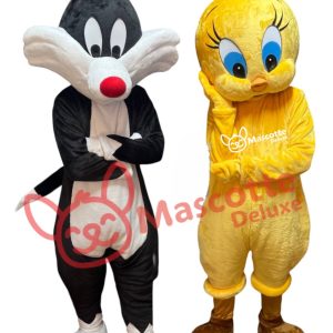 Mascot Tweety Looney and Sylvester Cat Costume cosplay halloween, Family Outings