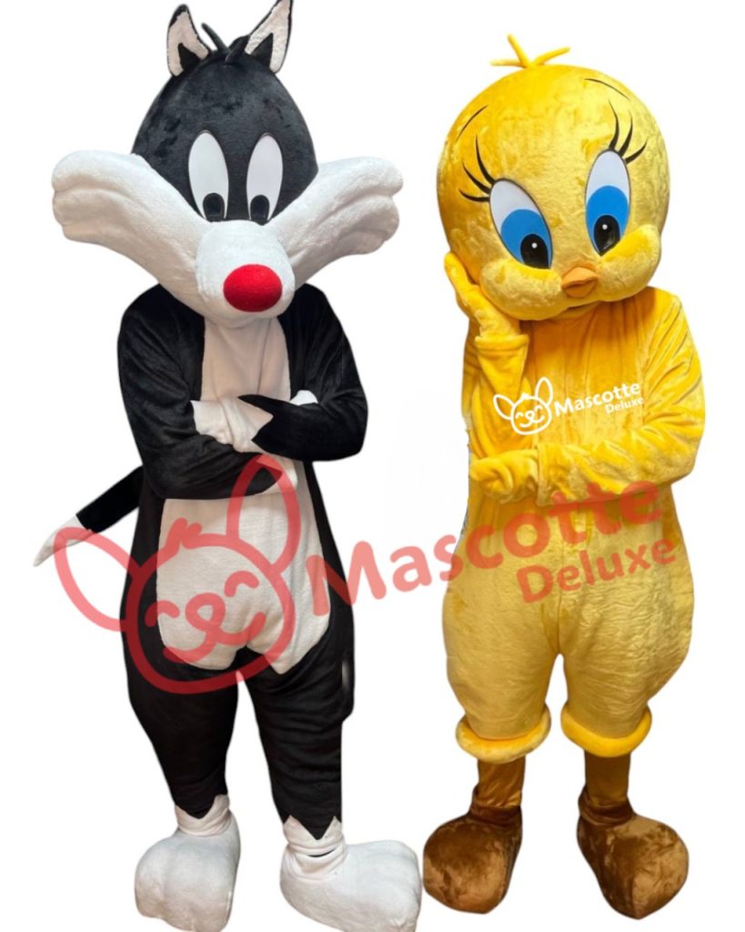 Mascot Tweety Looney and Sylvester Cat Costume cosplay halloween, Family Outings