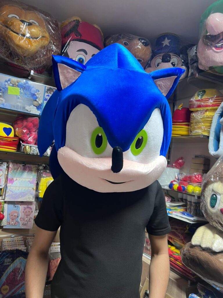 Blue Hedgehog Mascot Head – Cartoon Style Character Costume Helmet for Events & Parties + Fast shipping