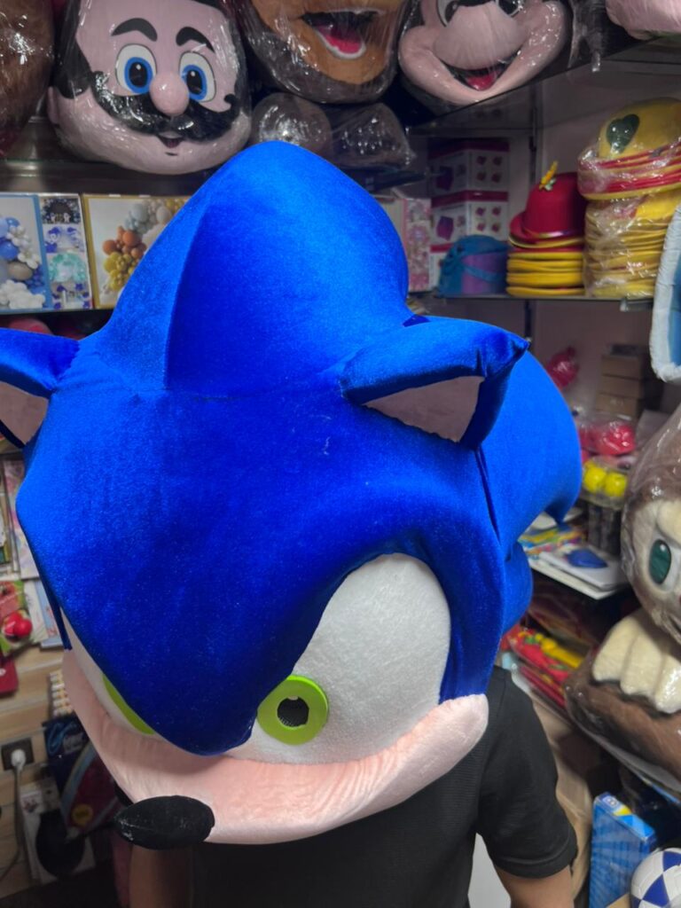 Blue Hedgehog Mascot Head – Cartoon Style Character Costume Helmet for Events & Parties + Fast shipping