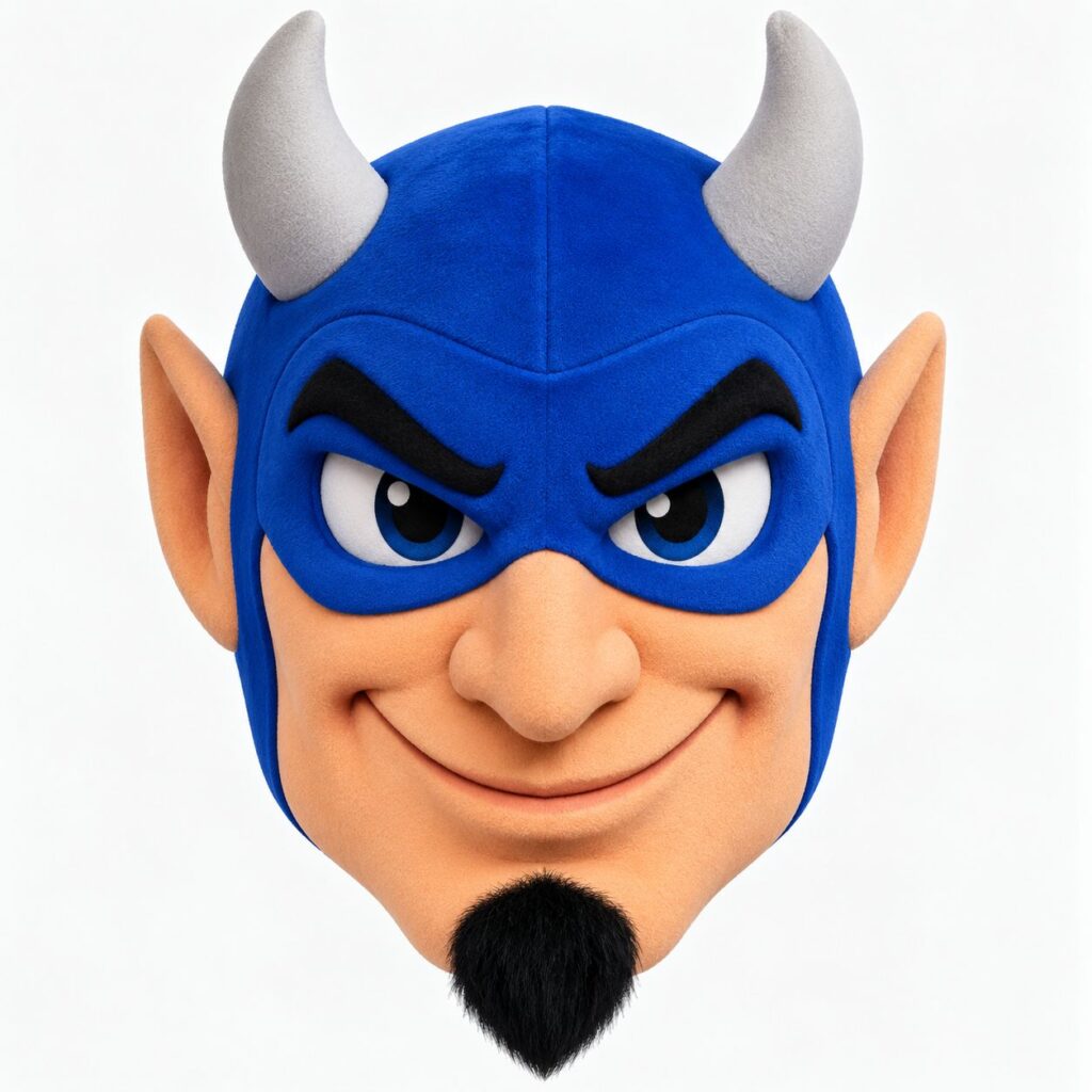 Blue Devil Mascot Head Only – Handmade Horned Character Head for Sports Events, Schools, Parties & Promotions